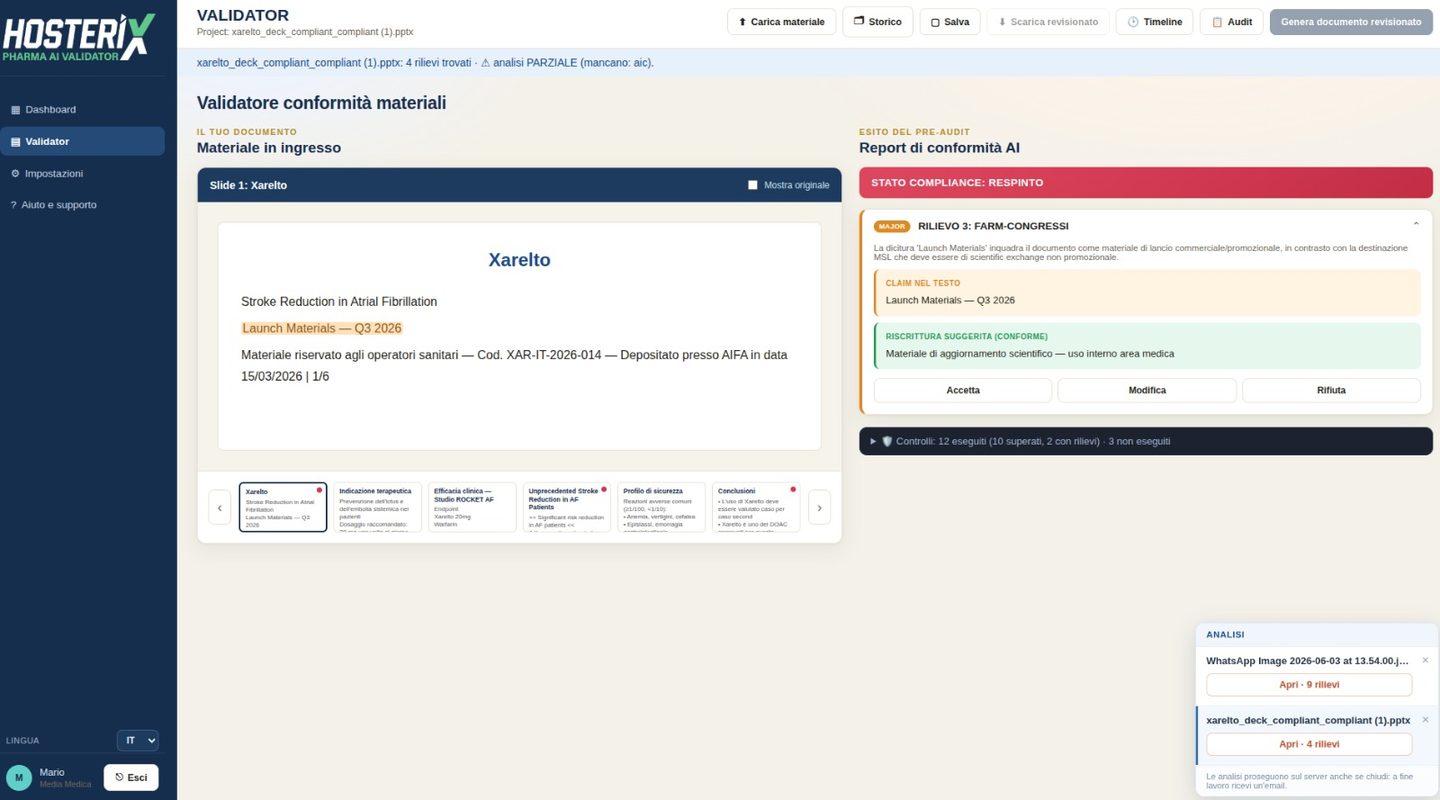 Report di conformità AI con rilievo e riscrittura suggerita