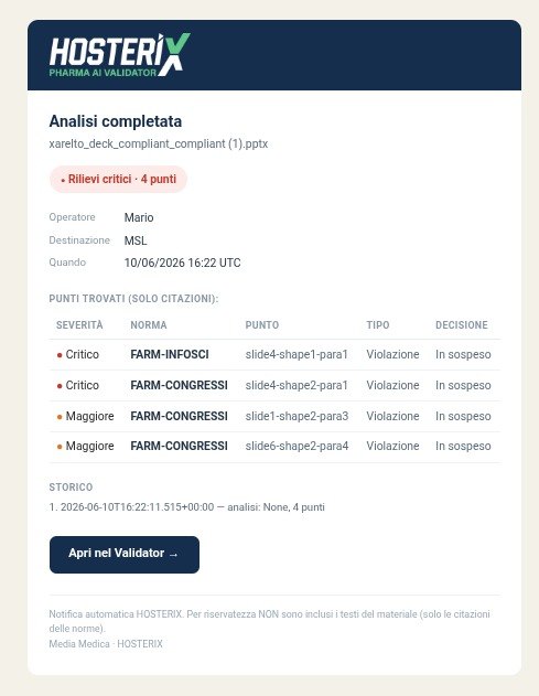 Email di notifica: analisi completata